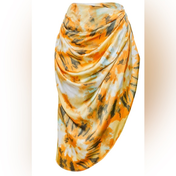 Orange tie dye corset top and midi skirt set - Picture 4 of 5